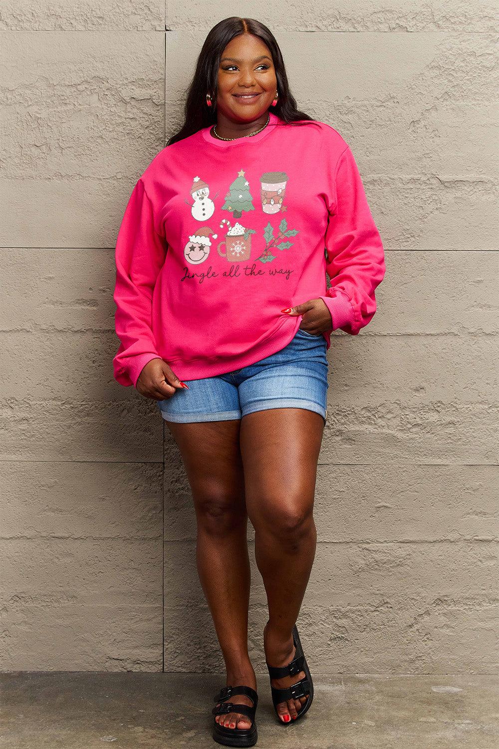 Simply Love Full Size JINGLE ALL THE WAY Long Sleeve Sweatshirt Carauana Store