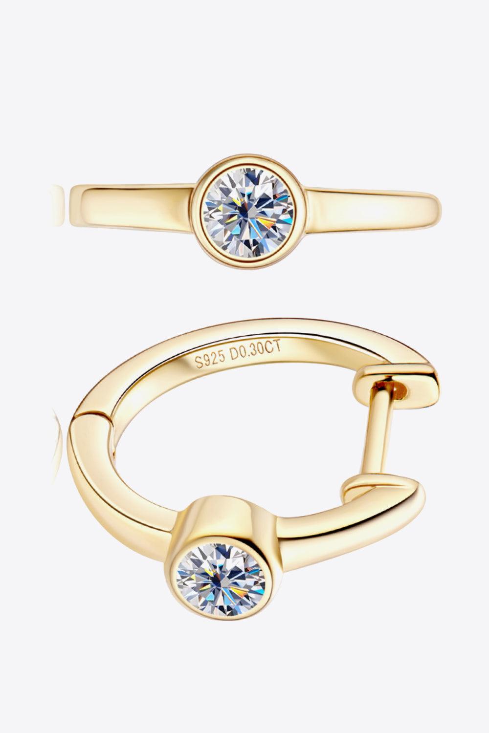 18k Gold-Plated Inlaid Moissanite Huggie Earrings Carauana Store