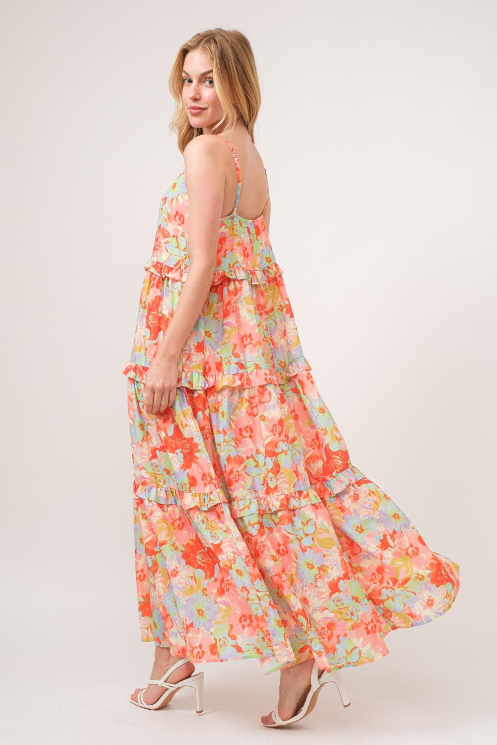 And The Why Floral Ruffled Tiered Maxi Cami Dress Carauana Store