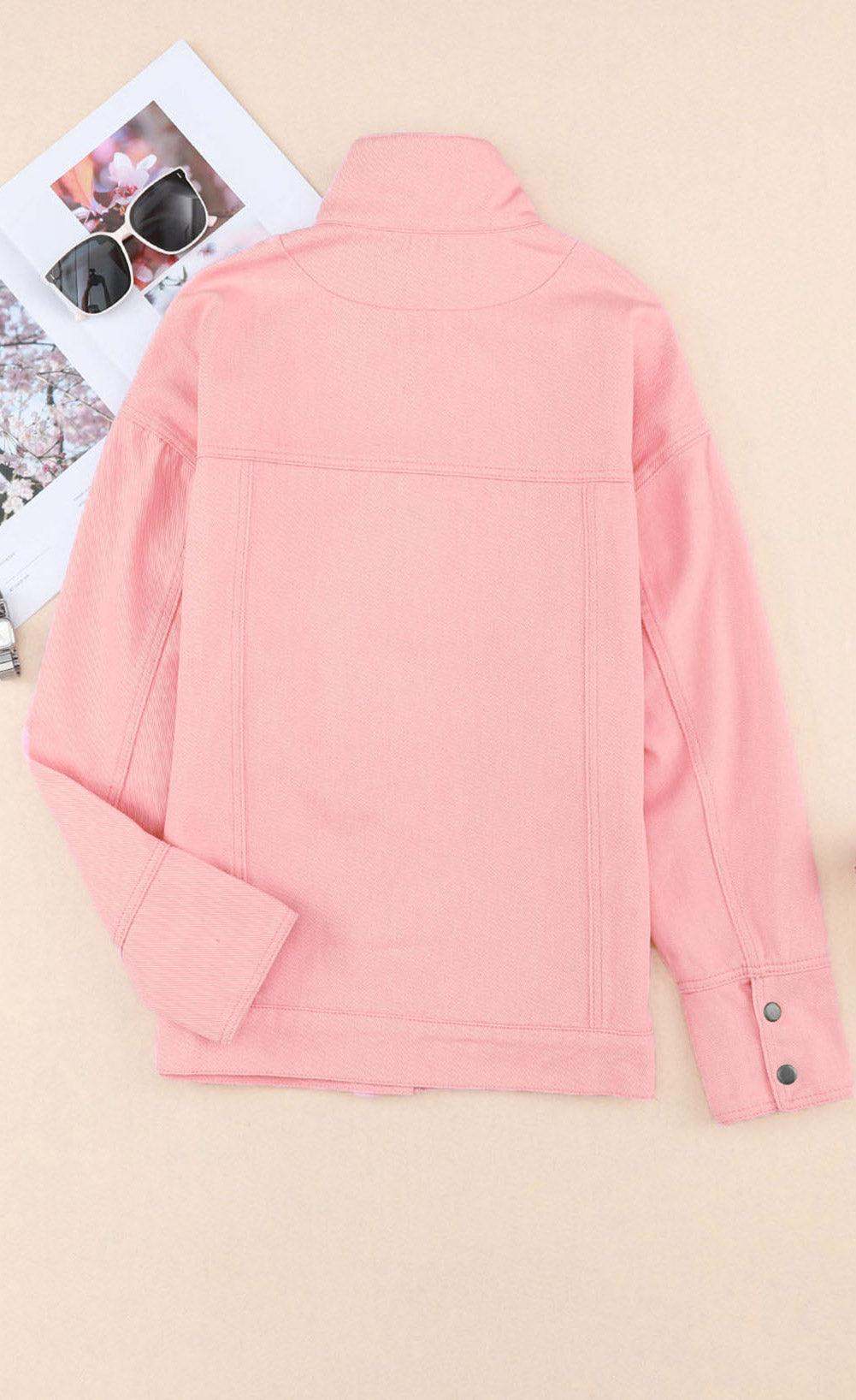 Snap Down Dropped Shoulder Denim Jacket Carauana Store