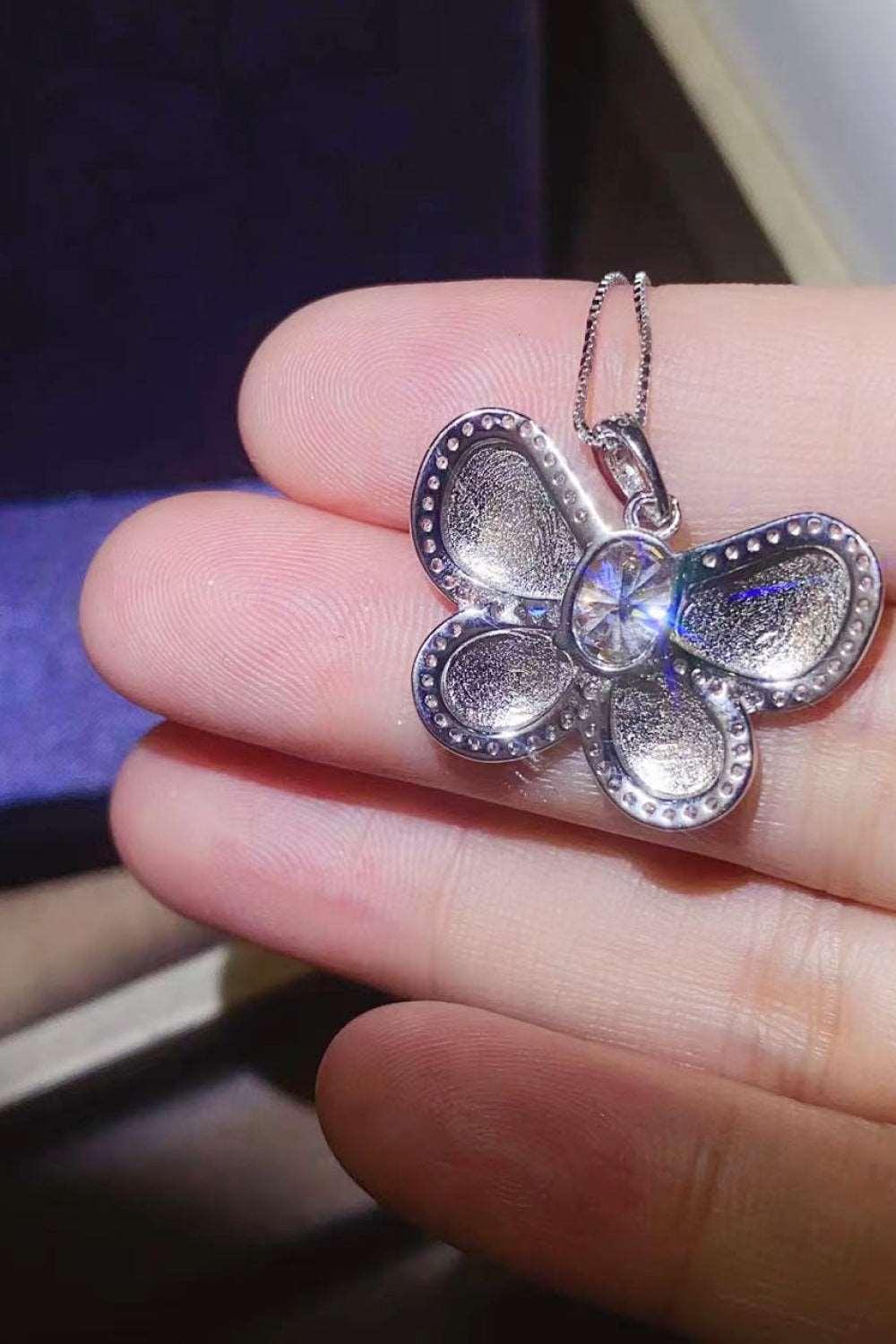1 Carat Moissanite Butterfly Pendant Necklace Carauana Store