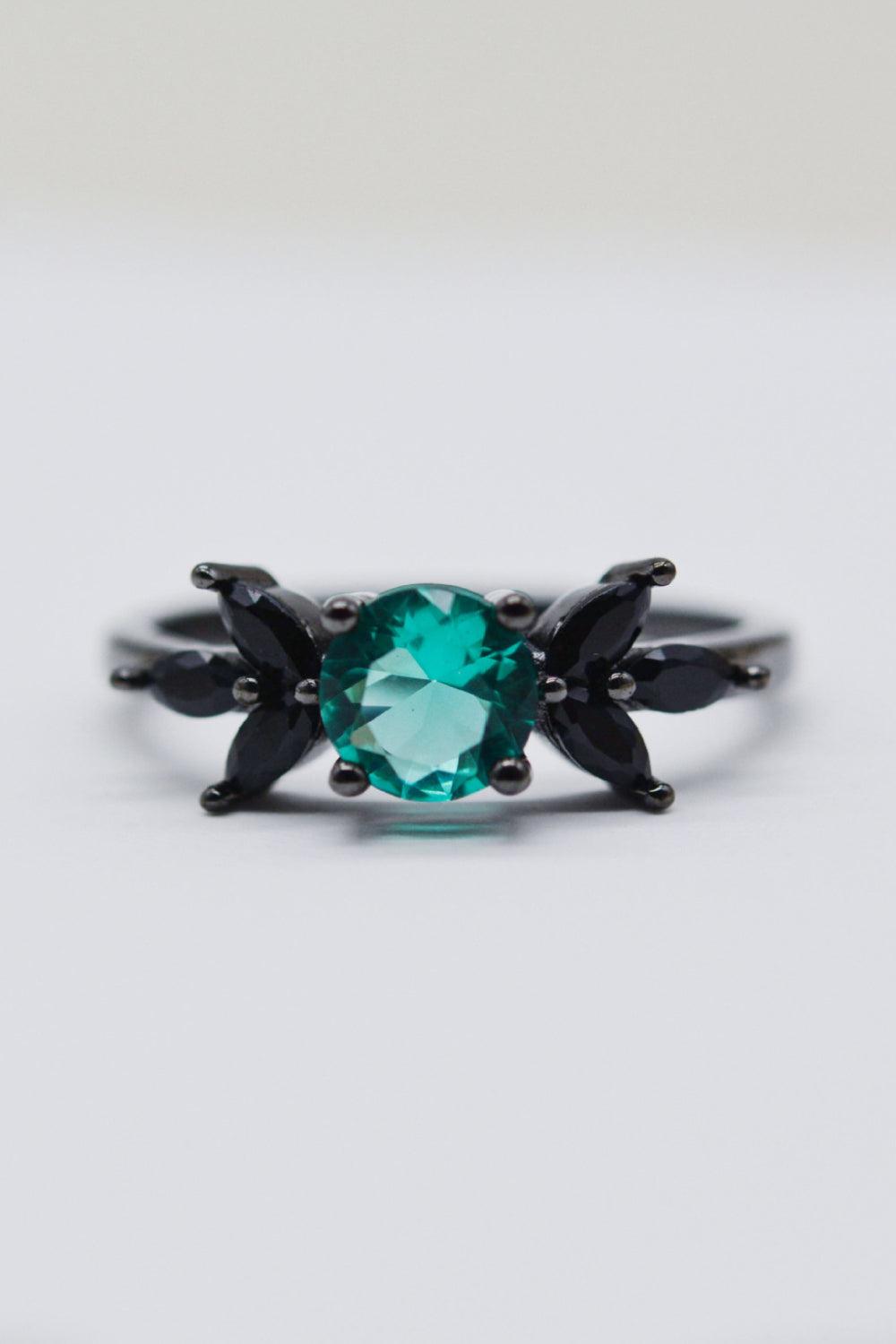 Paraiba Blue Zircon Leaf Ring Carauana Store