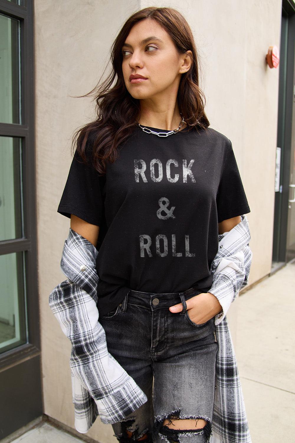 Simply Love Full Size ROCK & ROLL Short Sleeve T-Shirt Carauana Store