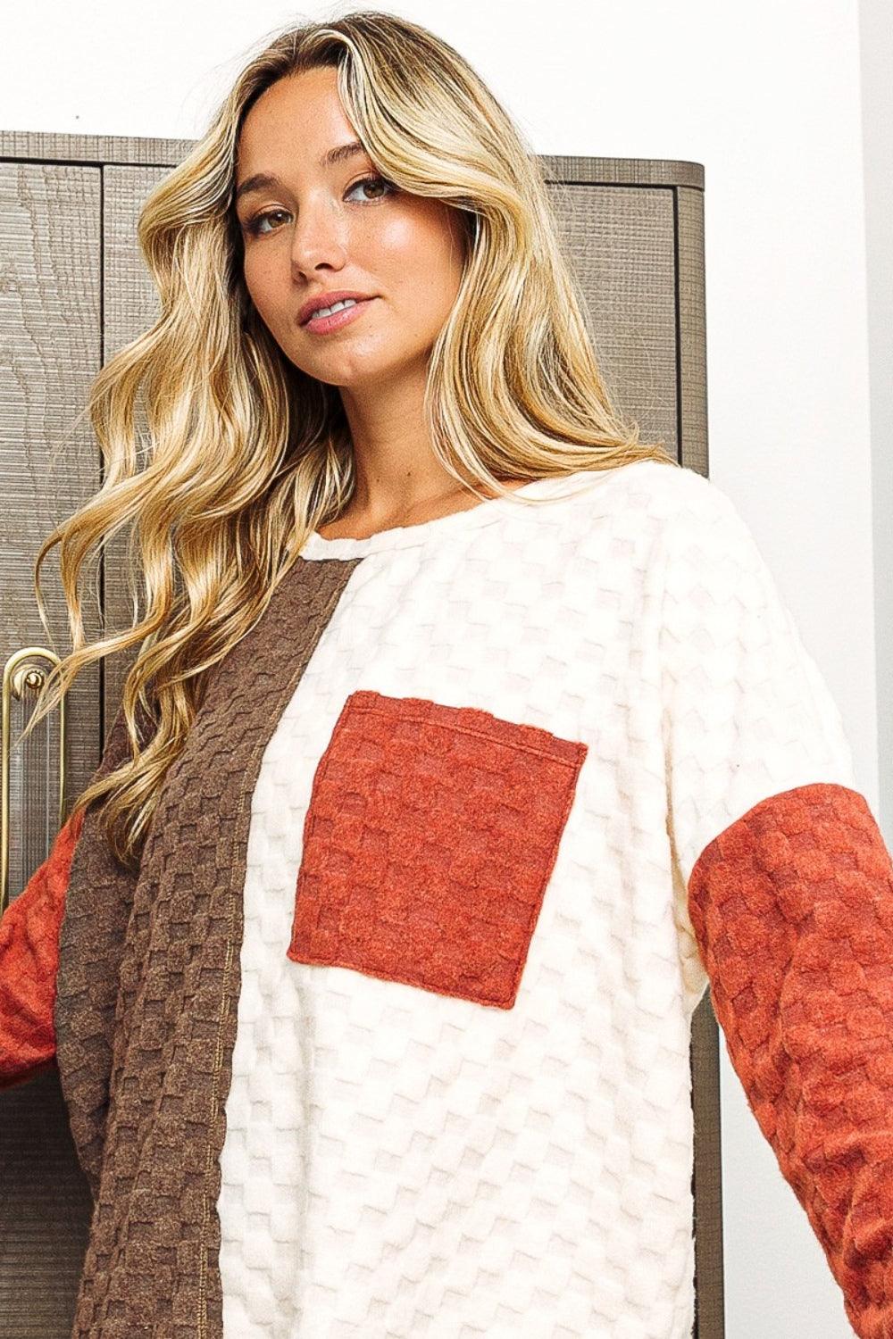 BiBi Color Block Brushed Checker Top Carauana Store