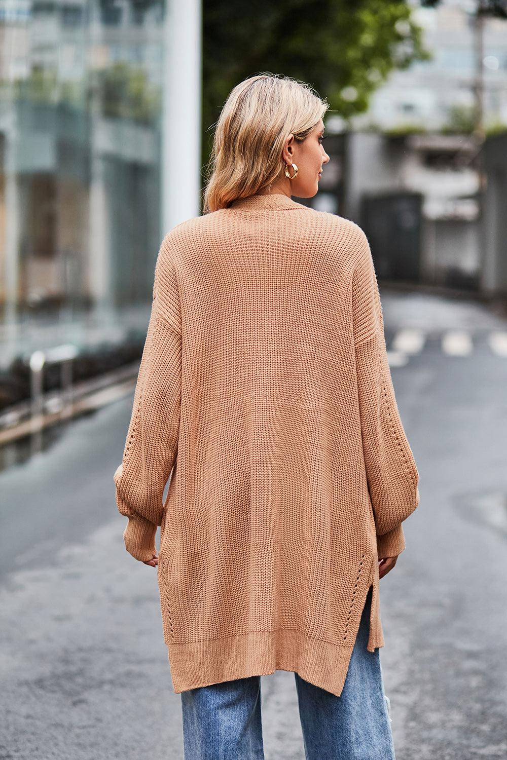 Open Front Dropped Shoulder Longline Cardigan Carauana Store