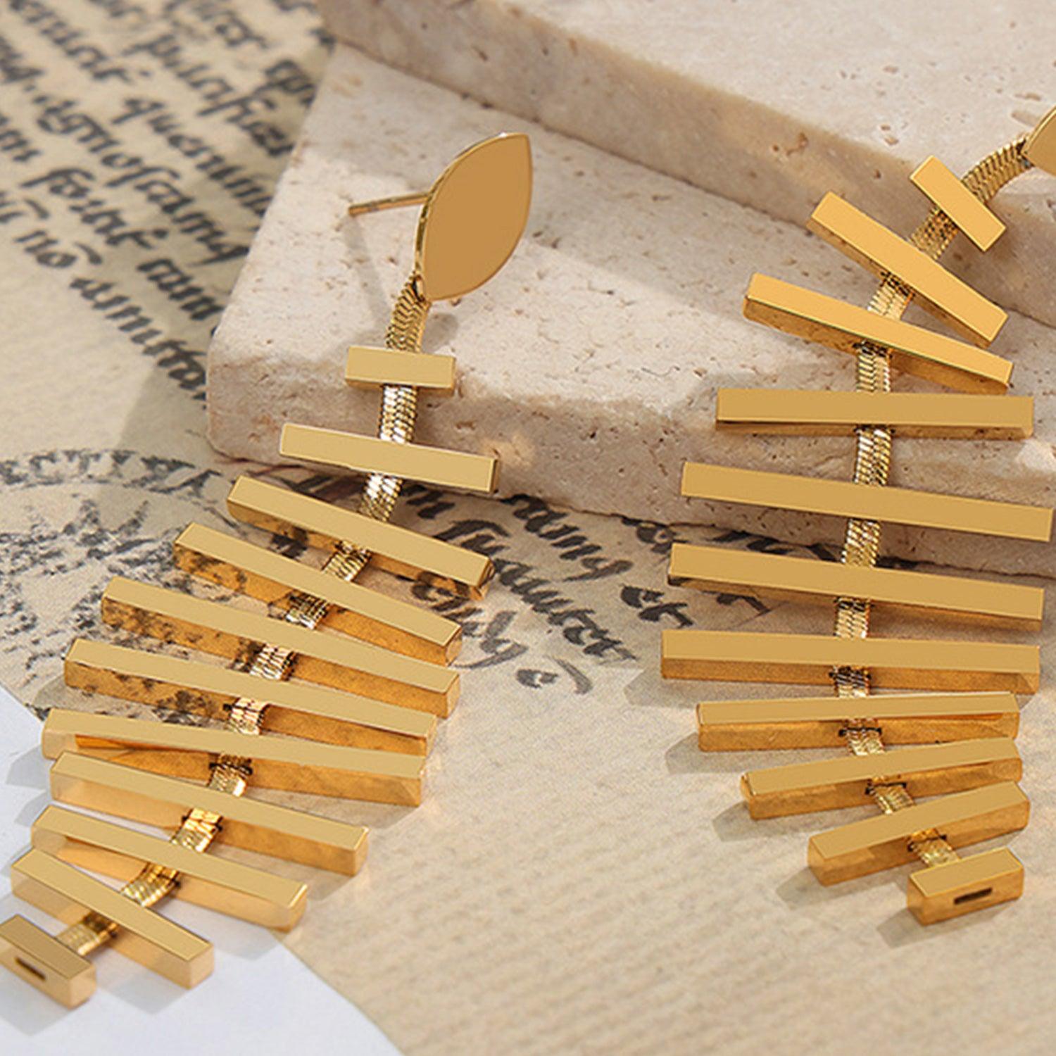 Titanium Steel Fishbone Shape Earrings Carauana Store