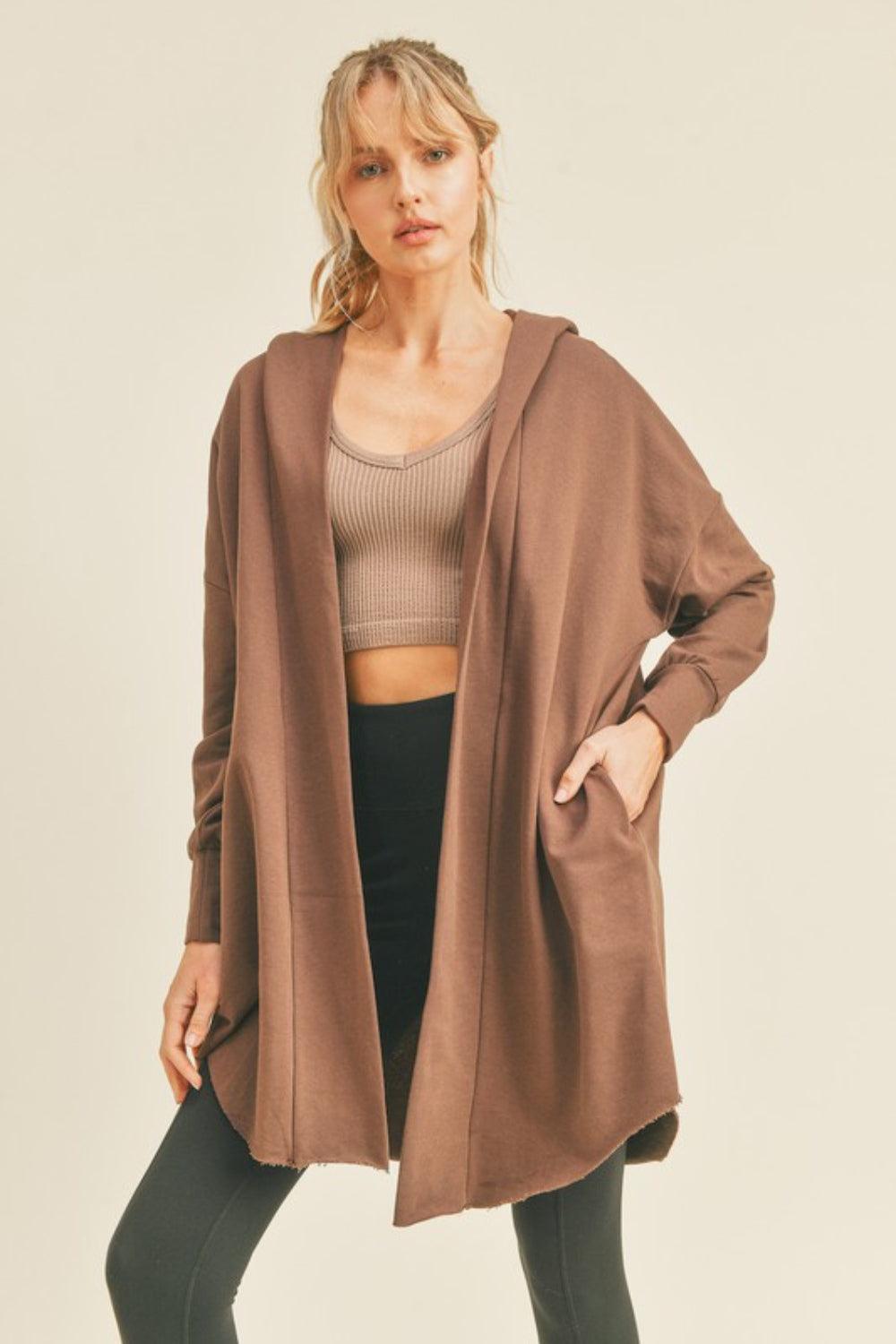 Kimberly C Open Front Longline Hooded Cardigan Carauana Store