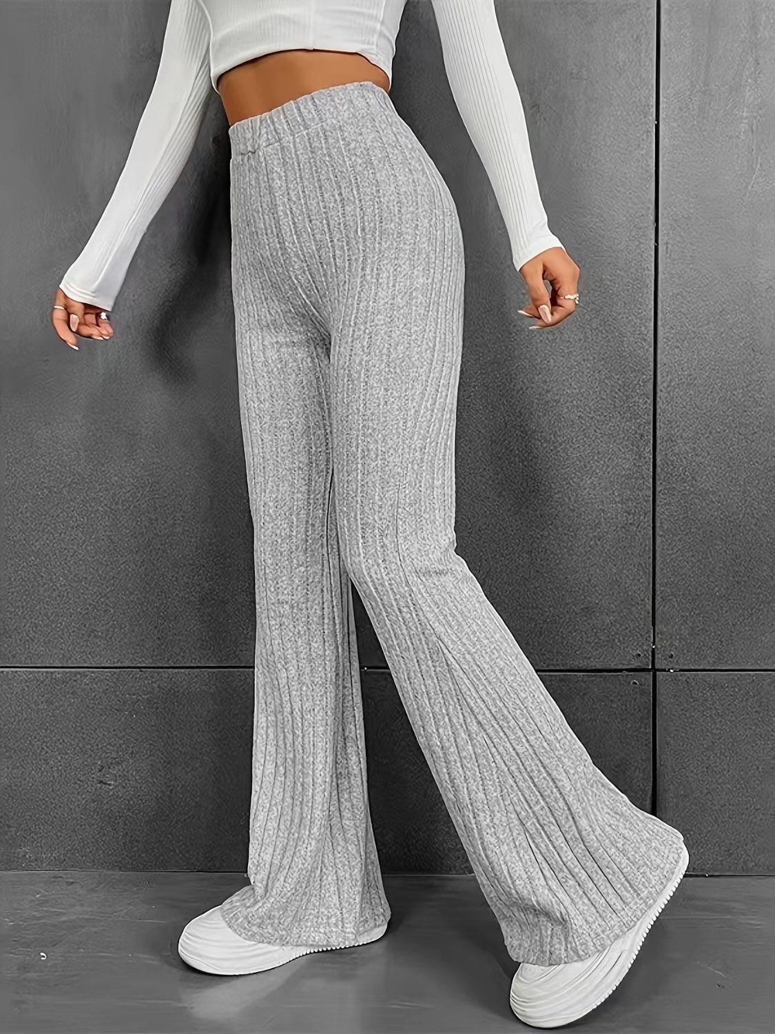 Ribbed High Waist Bootcut Pants Carauana Store