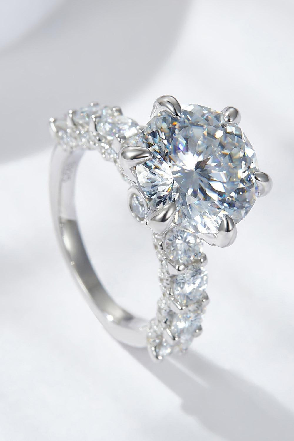 3-Carat Moissanite Platinum-Plated Side Stone Ring Carauana Store