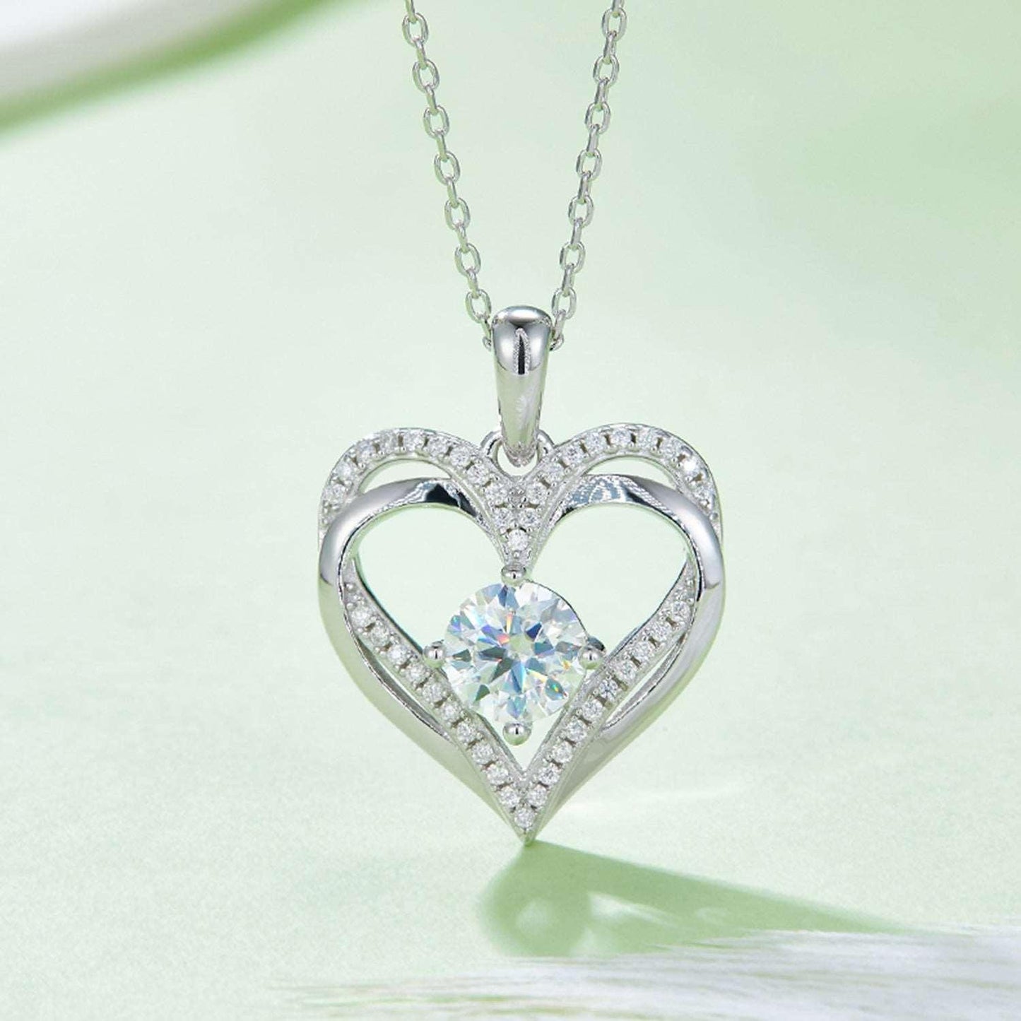1.2 Carat Moissanite 925 Sterling Silver Heart Necklace Carauana Store