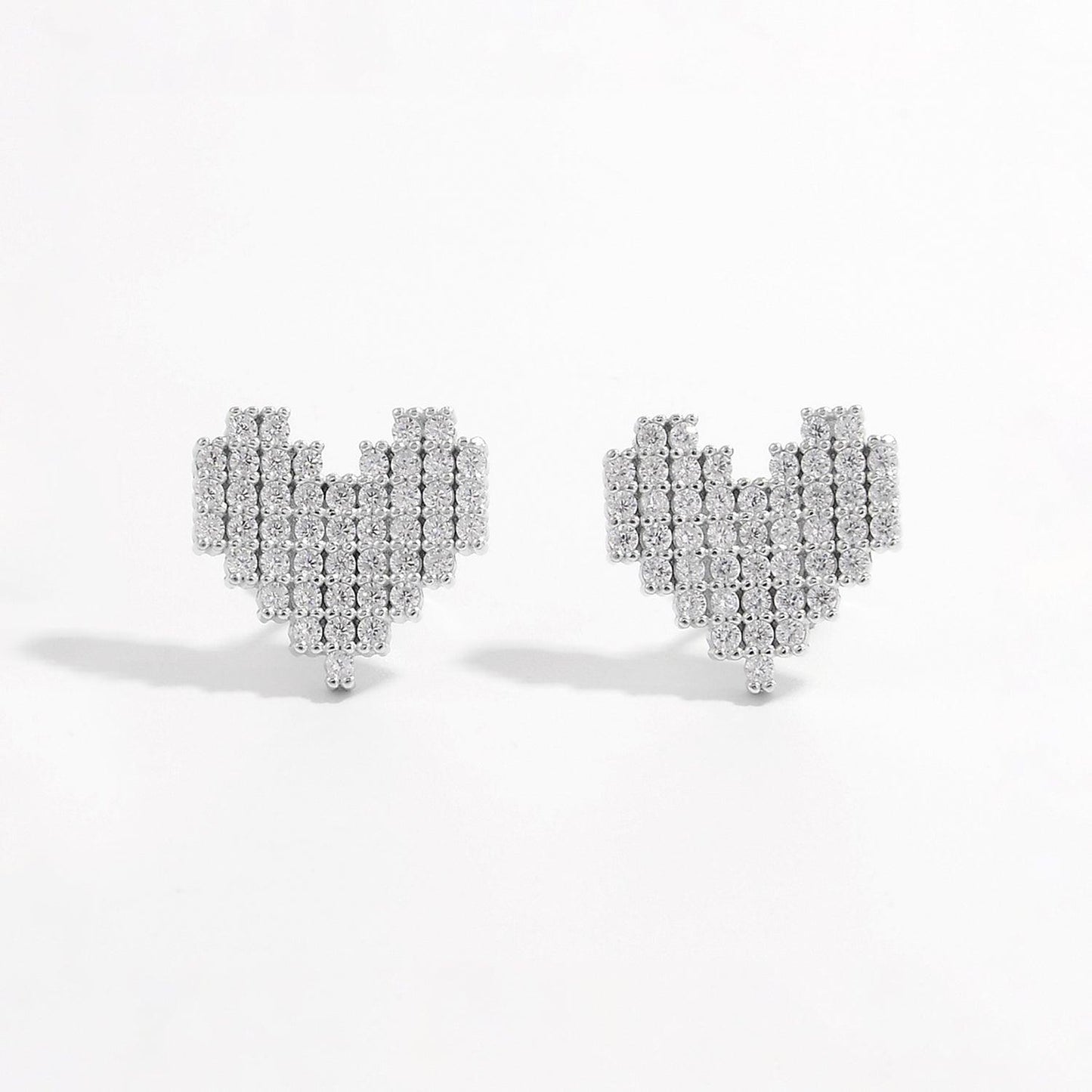 925 Sterling Silver Inlaid Zircon Heart Stud Earrings Carauana Store