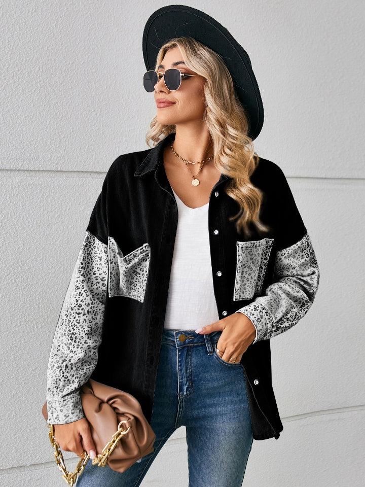 Leopard Button Up Denim Jacket Carauana Store