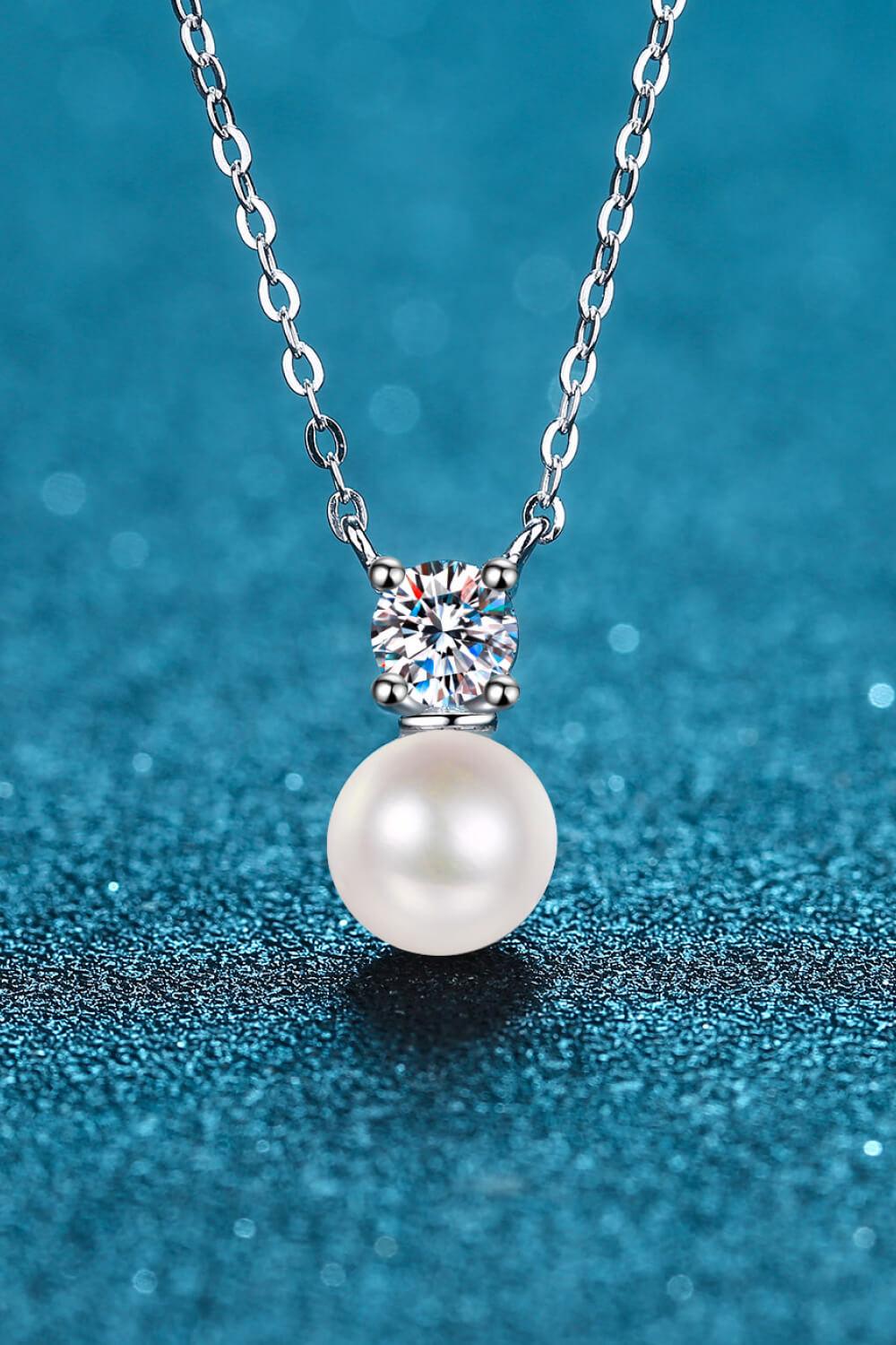 925 Sterling Silver Freshwater Pearl Moissanite Necklace Carauana Store