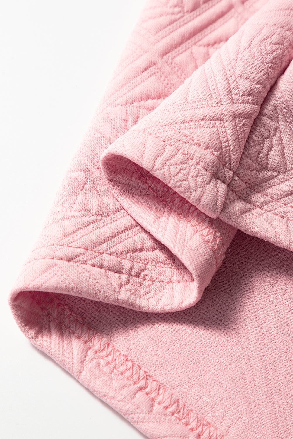 Light Pink Pearl Embellished Flower Textured T Shirt