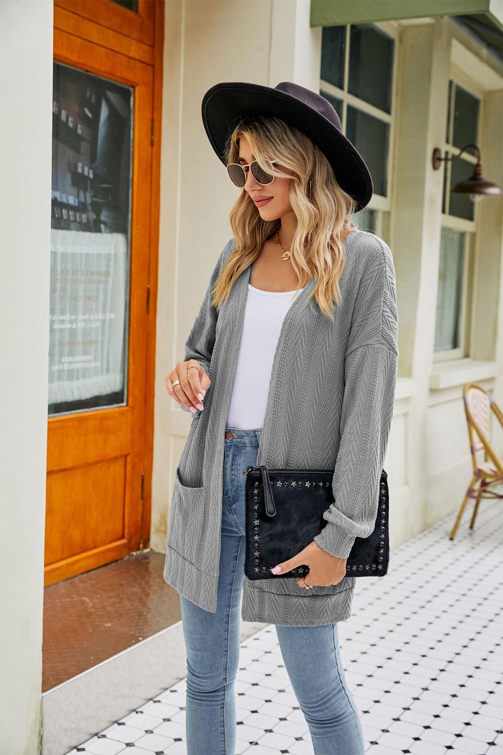 Long Sleeve Pocketed Cardigan Carauana Store