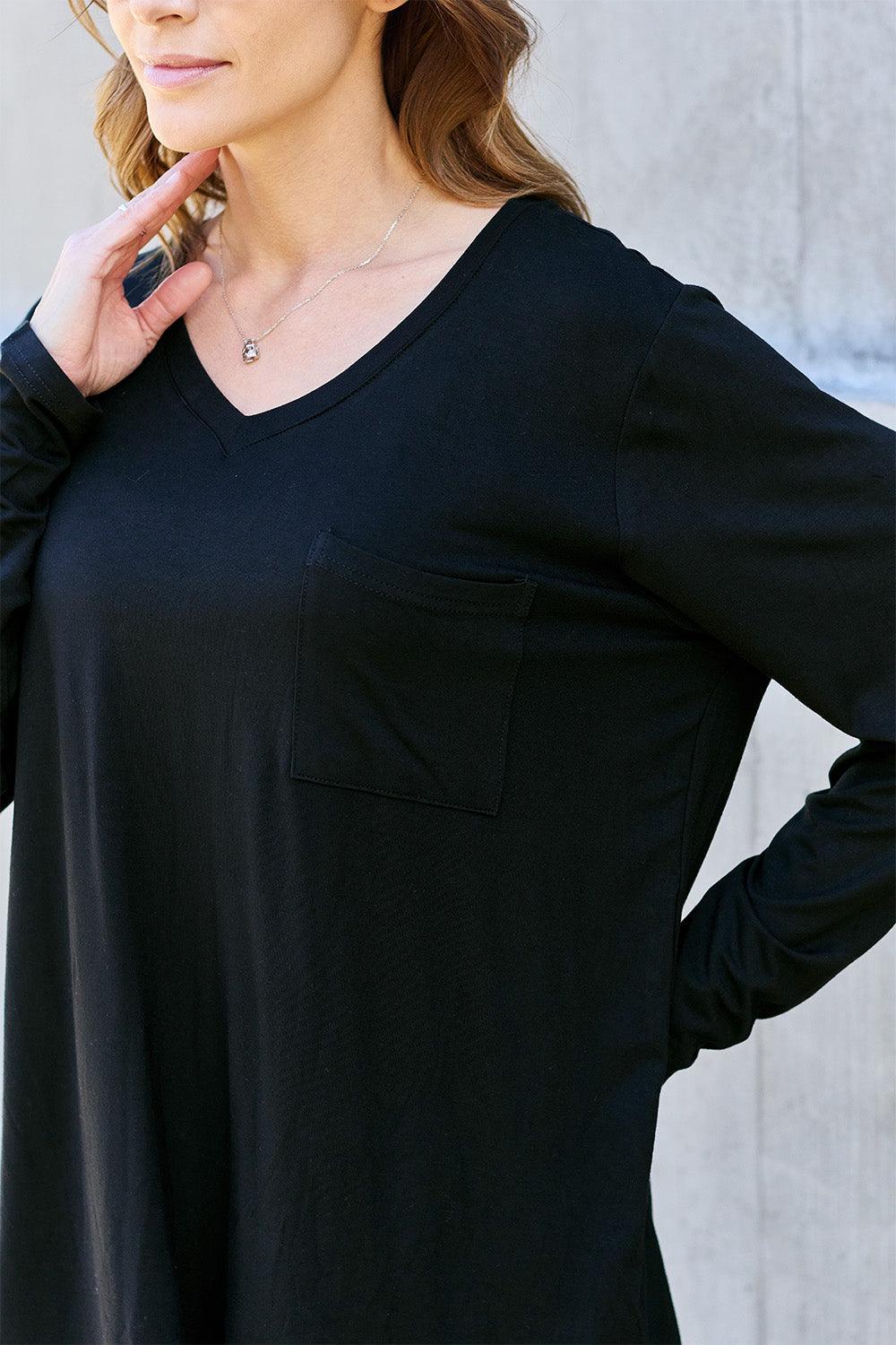 Basic Bae Full Size V-Neck Long Sleeve Top Carauana Store