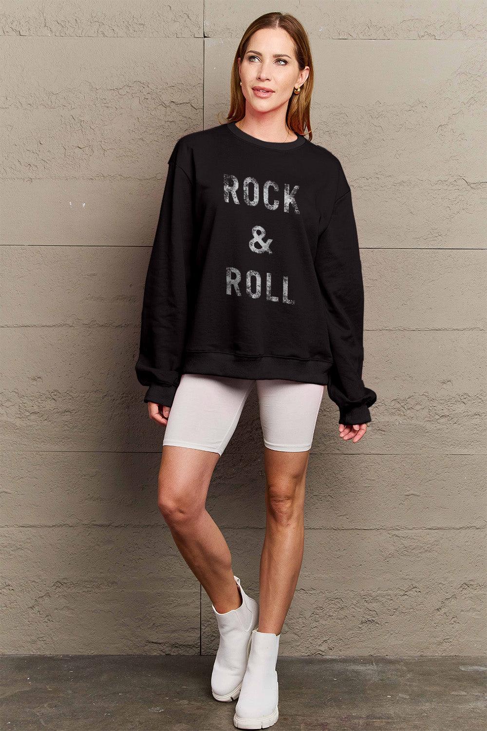 Simply Love Full Size ROCK & ROLL Round Neck Sweatshirt Carauana Store