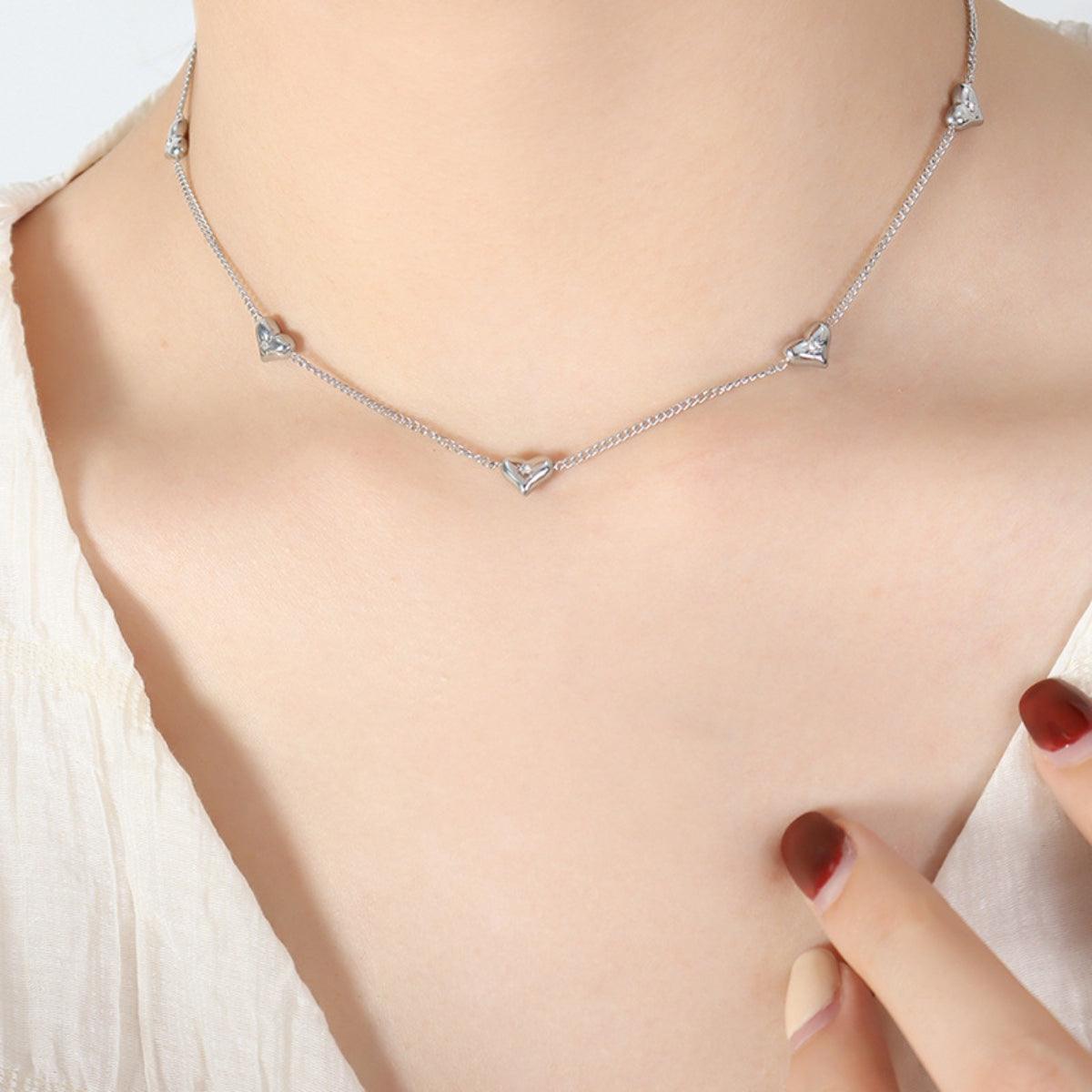 Titanium Steel Zircon Heart Necklace Carauana Store