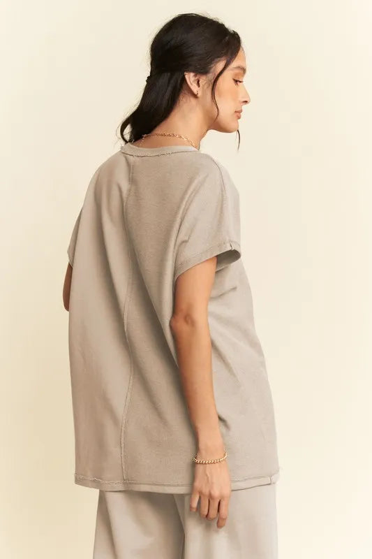 Davi & Dani Round Neck Short Sleeve Top and Pants Set Carauana Store
