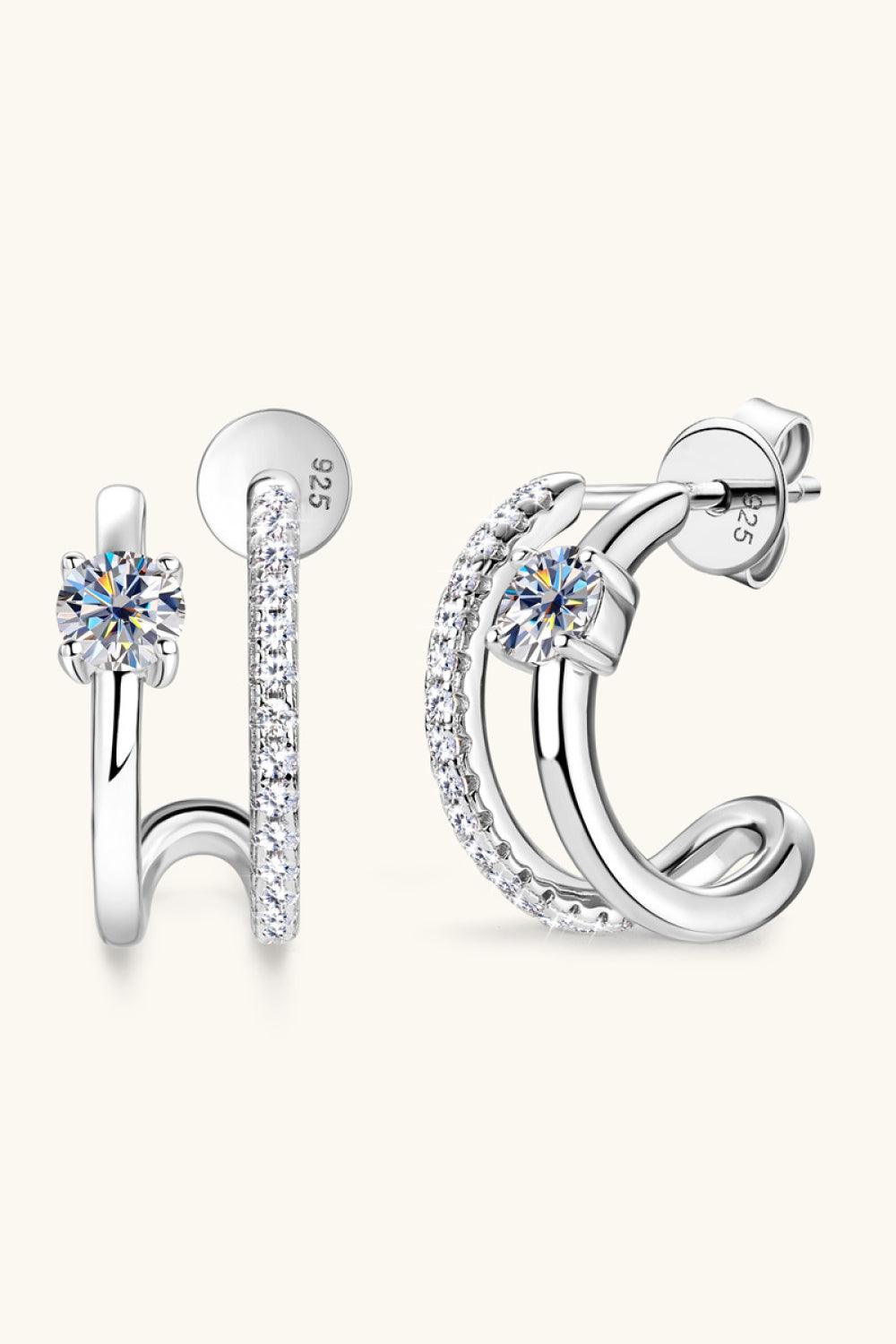 Moissanite 925 Sterling Silver C-Hoop Earrings Carauana Store