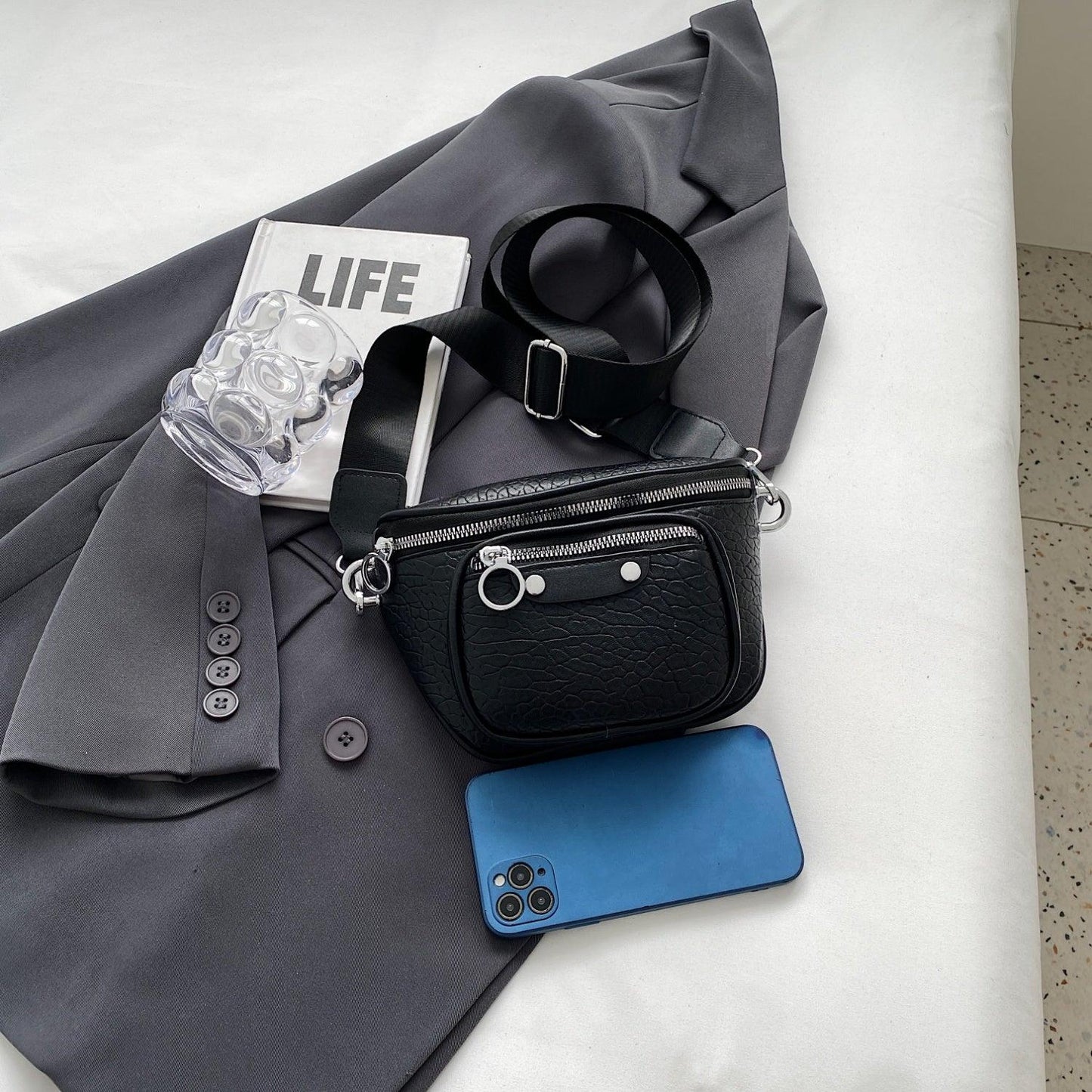 Texture PU Leather Crossbody Bag Carauana Store