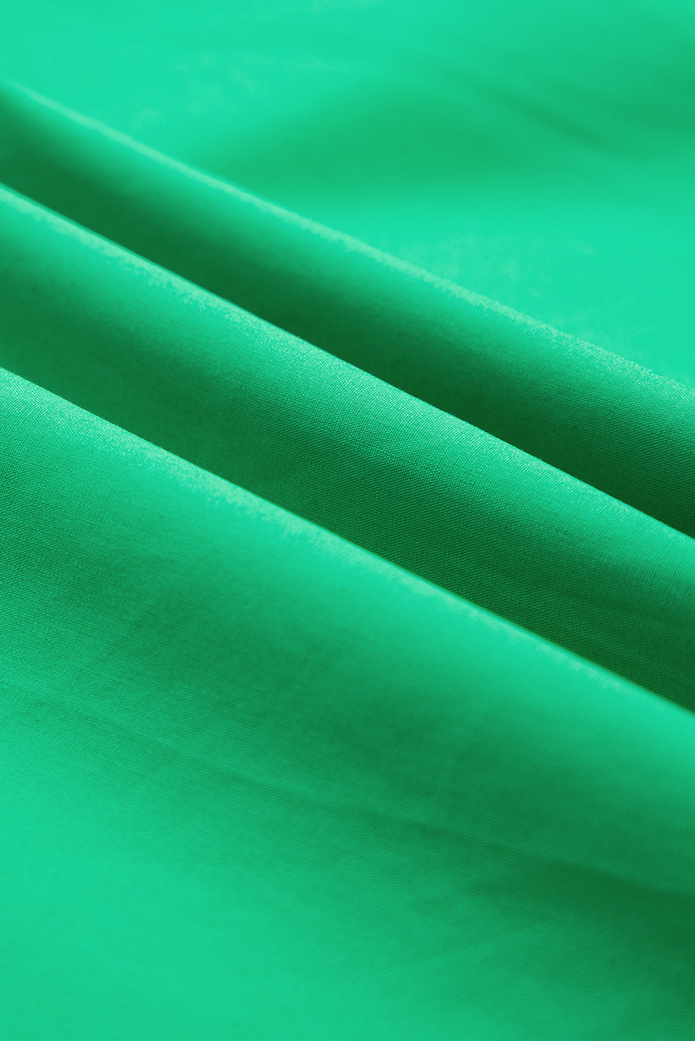 Bright Green Contrast Striped V Neck Collision Short Puff Sleeve Blouse