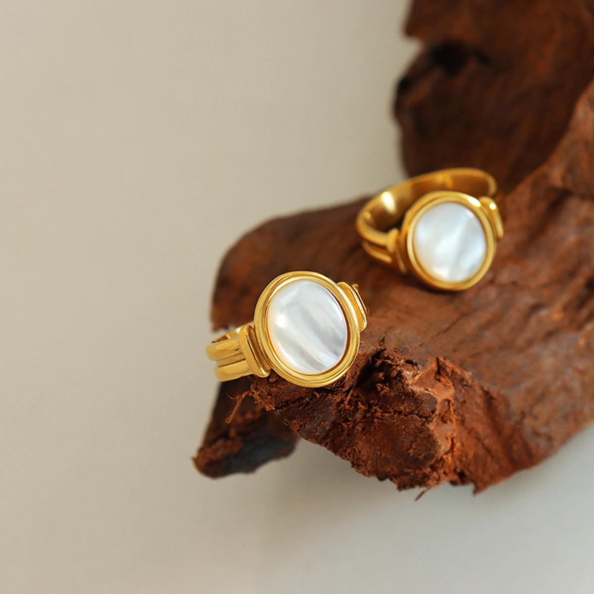 Titanium Steel White Sea Shell Ring Carauana Store
