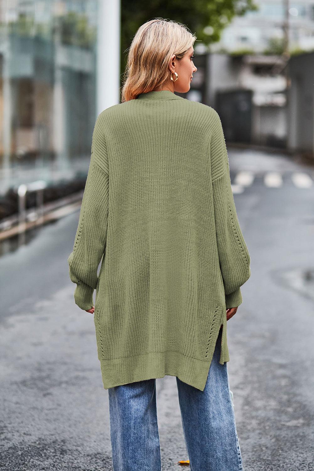 Open Front Dropped Shoulder Longline Cardigan Carauana Store