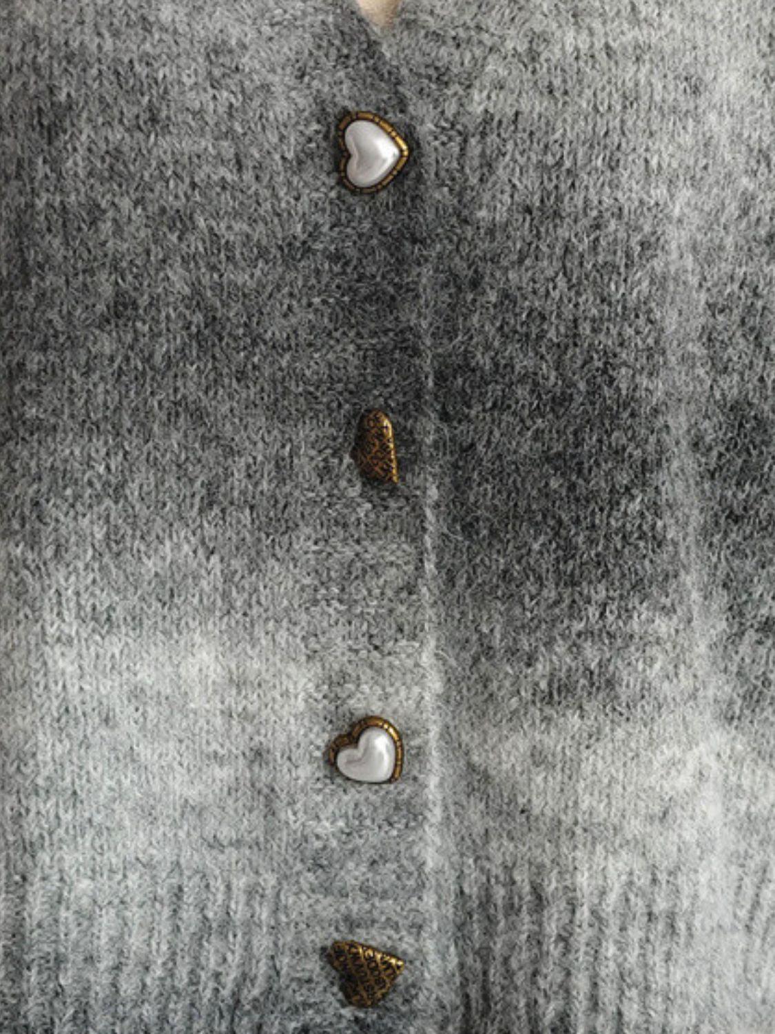 Gradient Heart Shape Button V-Neck Cardigan Carauana Store