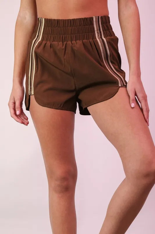 VERY J Striped Trim Detail Activewear Shorts Carauana Store