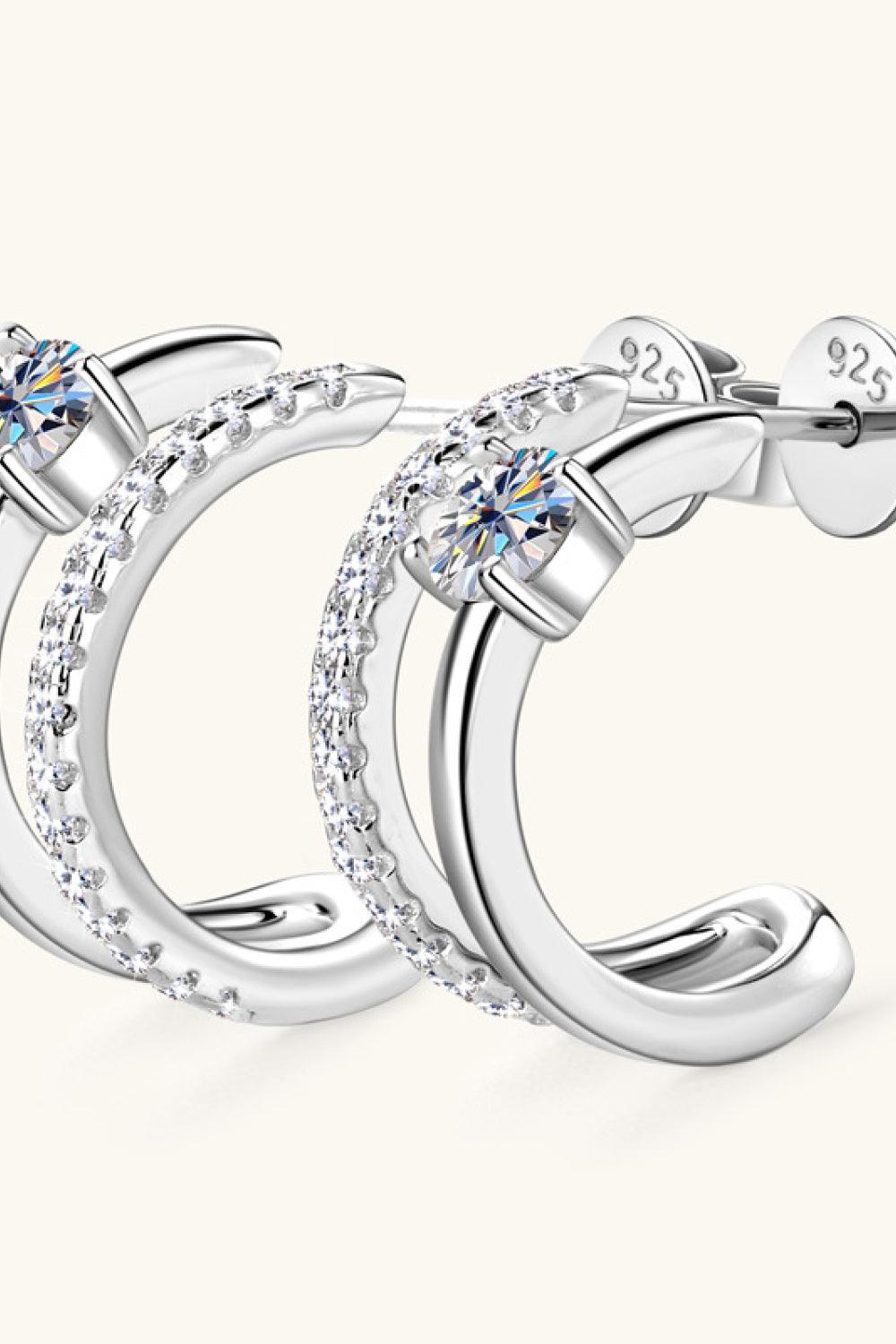 Moissanite 925 Sterling Silver C-Hoop Earrings Carauana Store