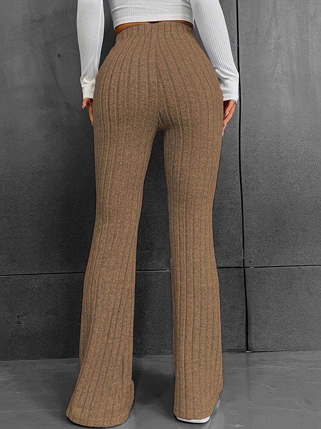 Ribbed High Waist Bootcut Pants Carauana Store