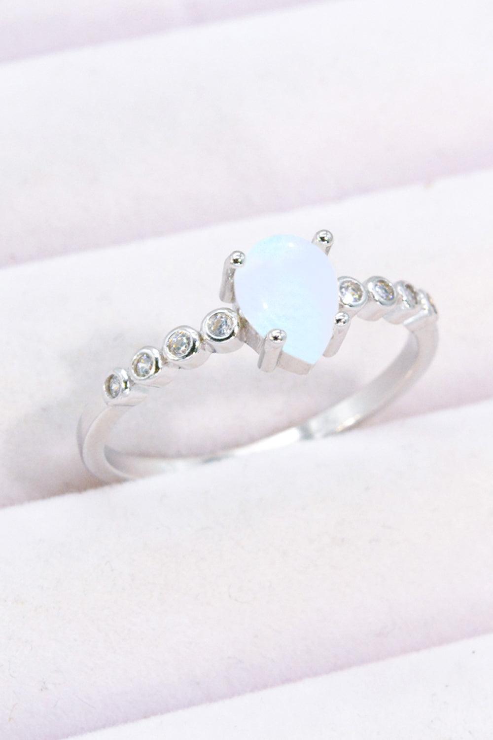 Teardrop Natural Moonstone Ring Carauana Store