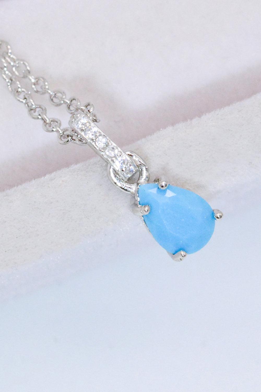 Teardrop Turquoise 4-Prong Pendant Necklace Carauana Store