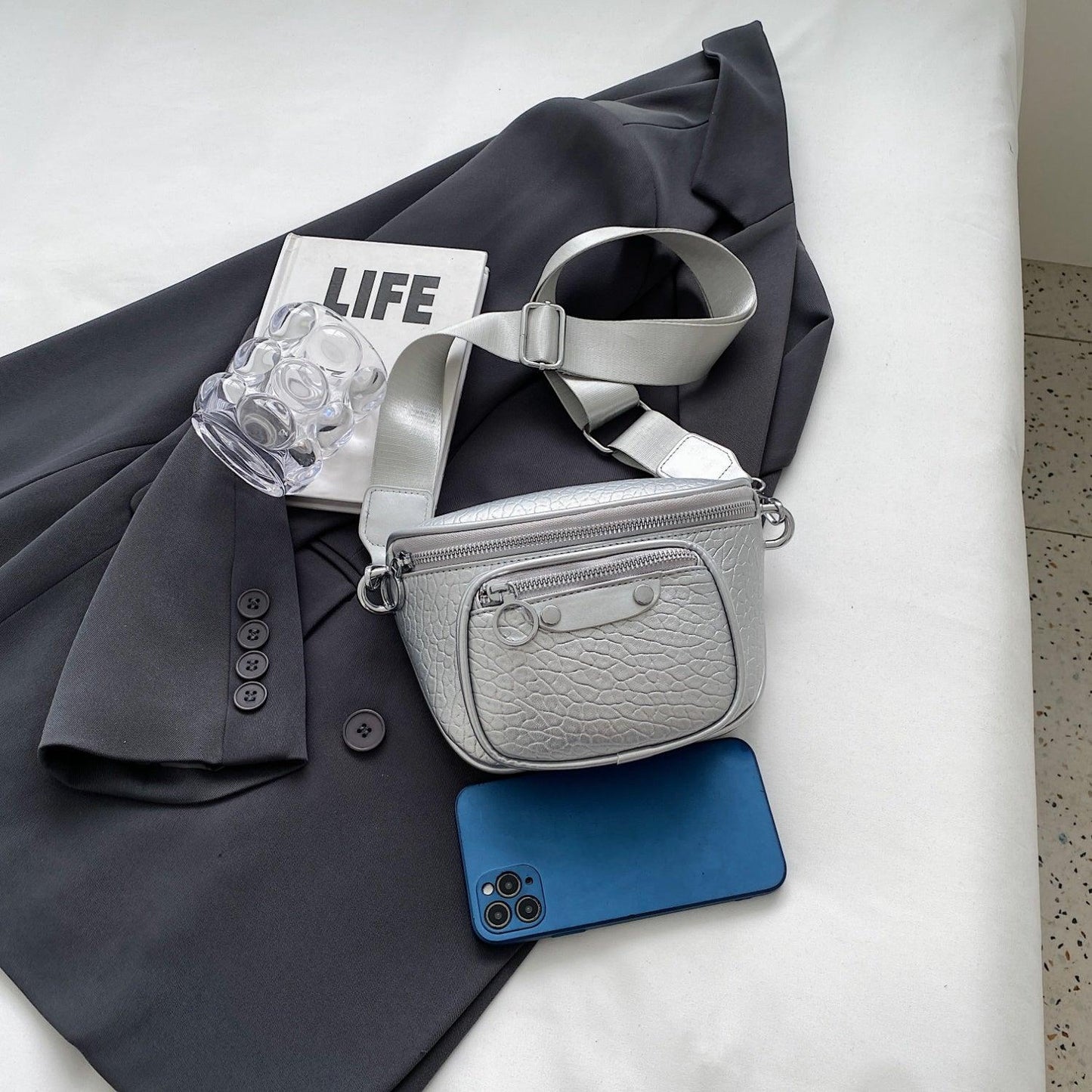 Texture PU Leather Crossbody Bag Carauana Store