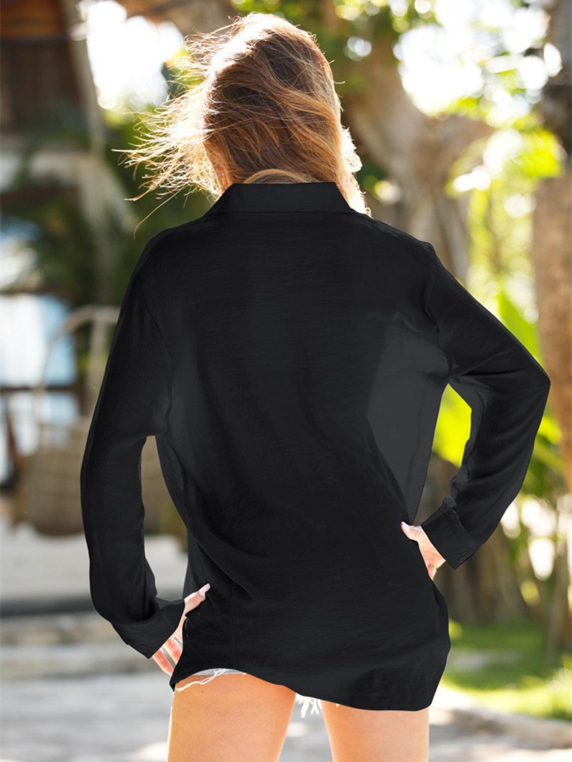 Pocketed Dropped Shoulder Cover Up Carauana Store