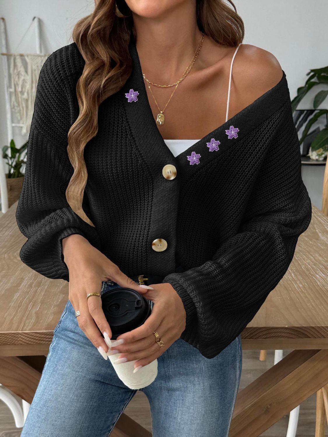 V-Neck Button Up Long Sleeve Cardigan Carauana Store