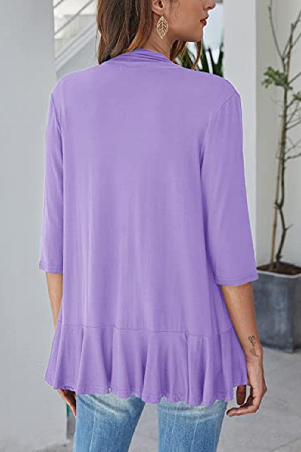 Open Front Three-Quarter Sleeve Cardigan Carauana Store