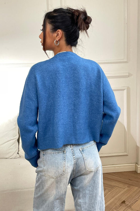 Button Up Long Sleeve Cropped Cardigan Carauana Store