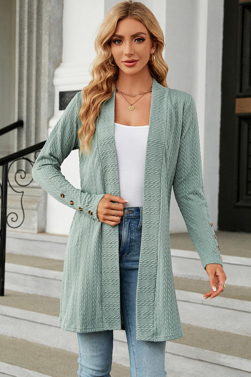 Open Front Long Sleeve Cardigan Carauana Store