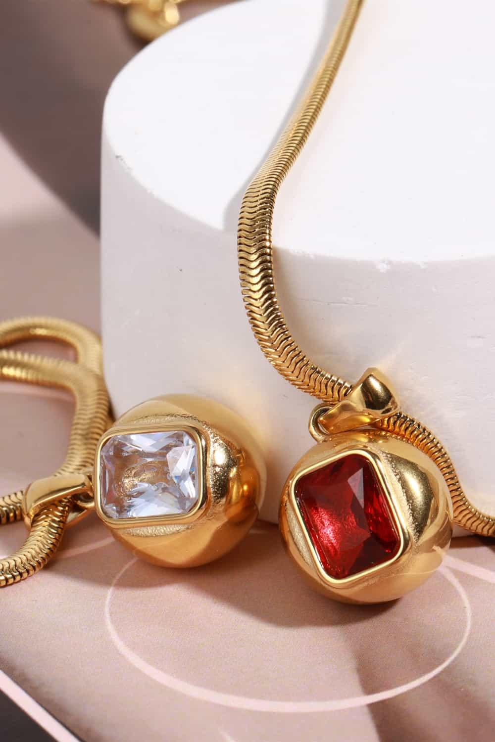Zircon 18K Gold-Plated Geometrical Shape Pendant Necklace Carauana Store