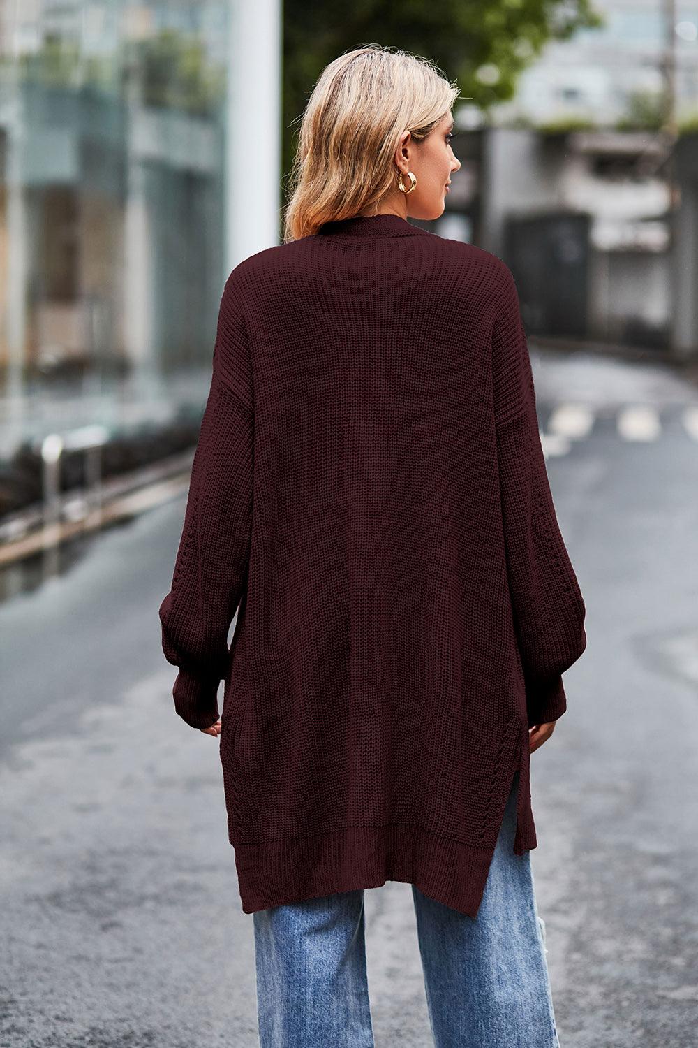 Open Front Dropped Shoulder Longline Cardigan Carauana Store