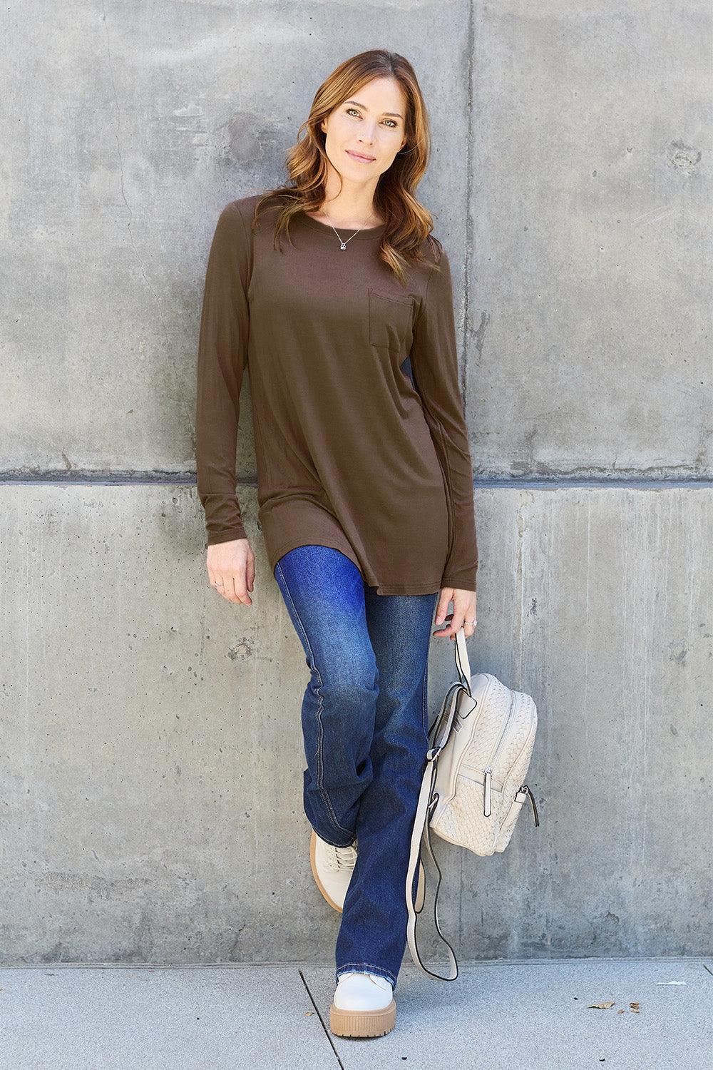 Basic Bae Full Size Round Neck Long Sleeve Top Carauana Store
