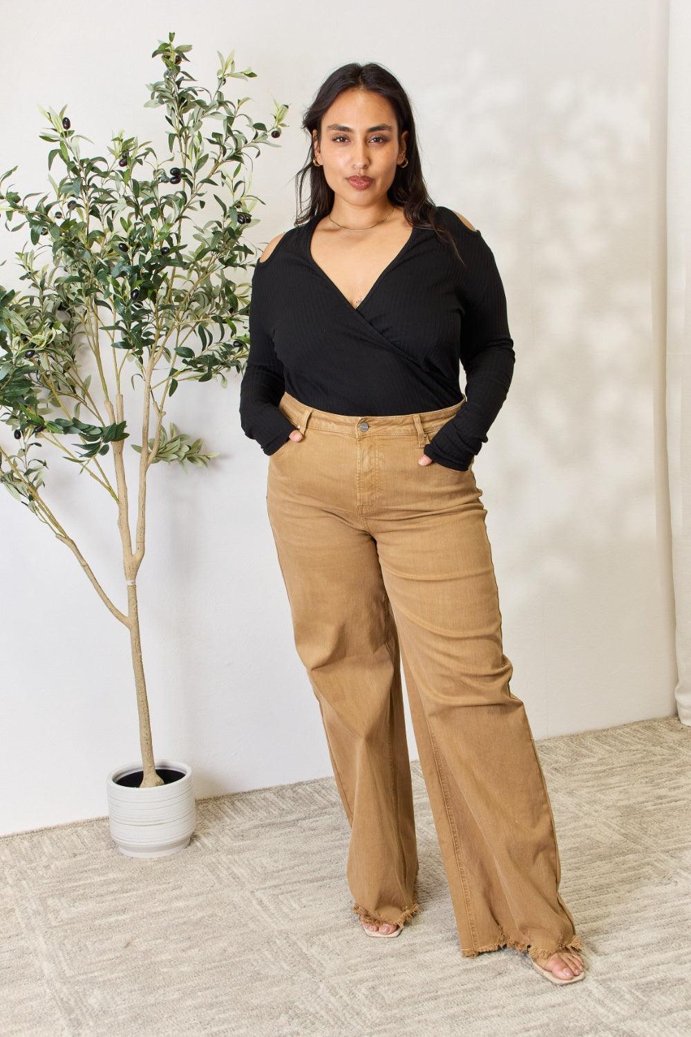 Culture Code Full Size Ribbed Surplice Cold Shoulder Top Carauana Store