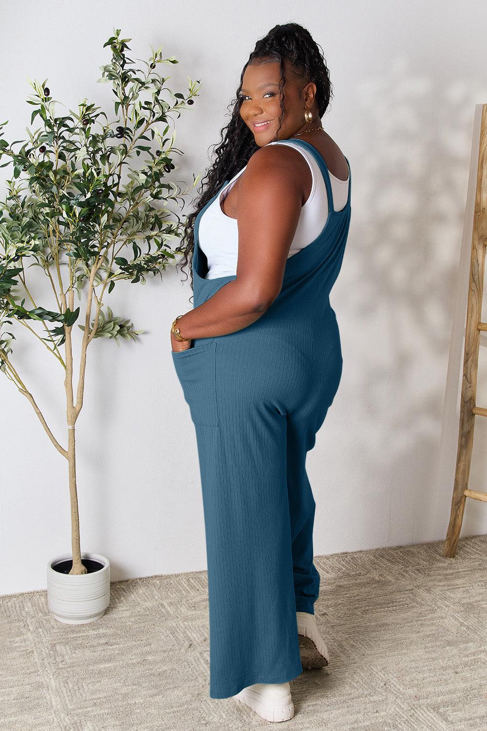 Double Take Full Size Wide Strap Overall with Pockets Carauana Store