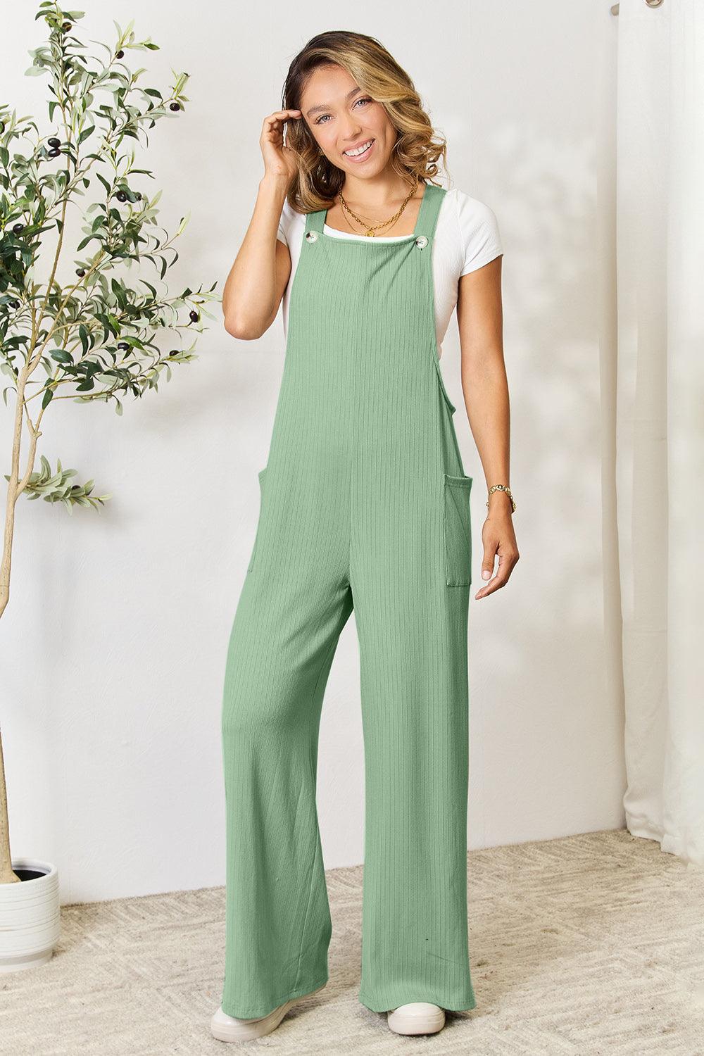 Double Take Full Size Wide Strap Overall with Pockets Carauana Store