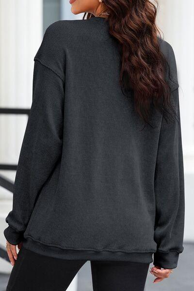 Heart Sequin Round Neck Sweatshirt Carauana Store