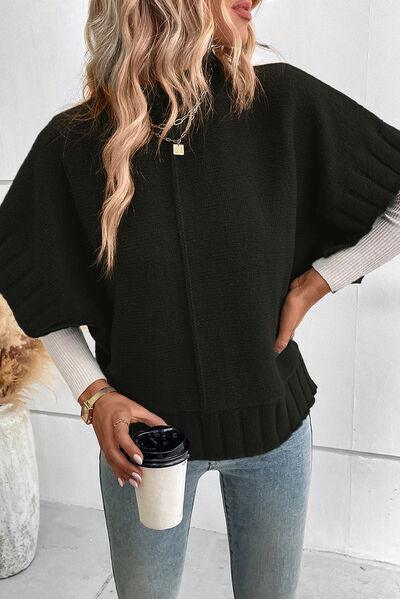 Mock Neck Short Sleeve Sweater Carauana Store