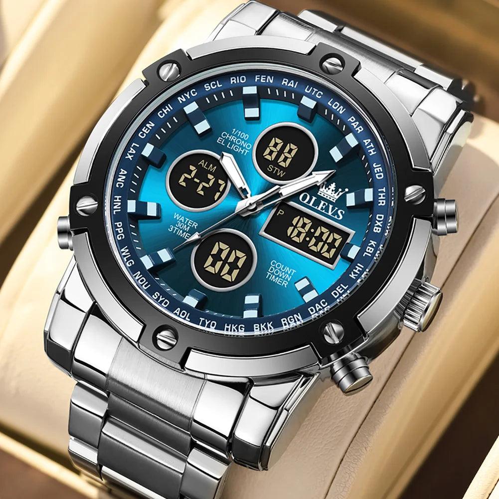 OLEVS Men's Watches Original Multifunctional Wlectronic Watch for Man Waterproof Luminous Alarm Clock Fashion Dress Carauana Store