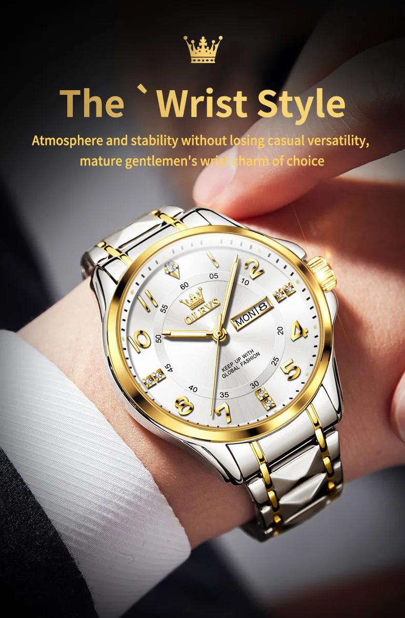 OLEVS Steel men's Quartz Watch | Sleek Business Style with Shock Resistance and Auto Date Feature Carauana Store